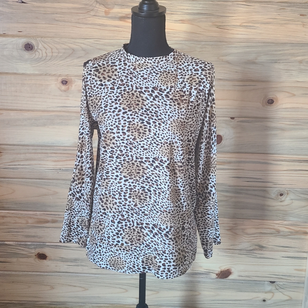 Leo Rosi Ladies Leopard Print Cold Shoulder Blouse